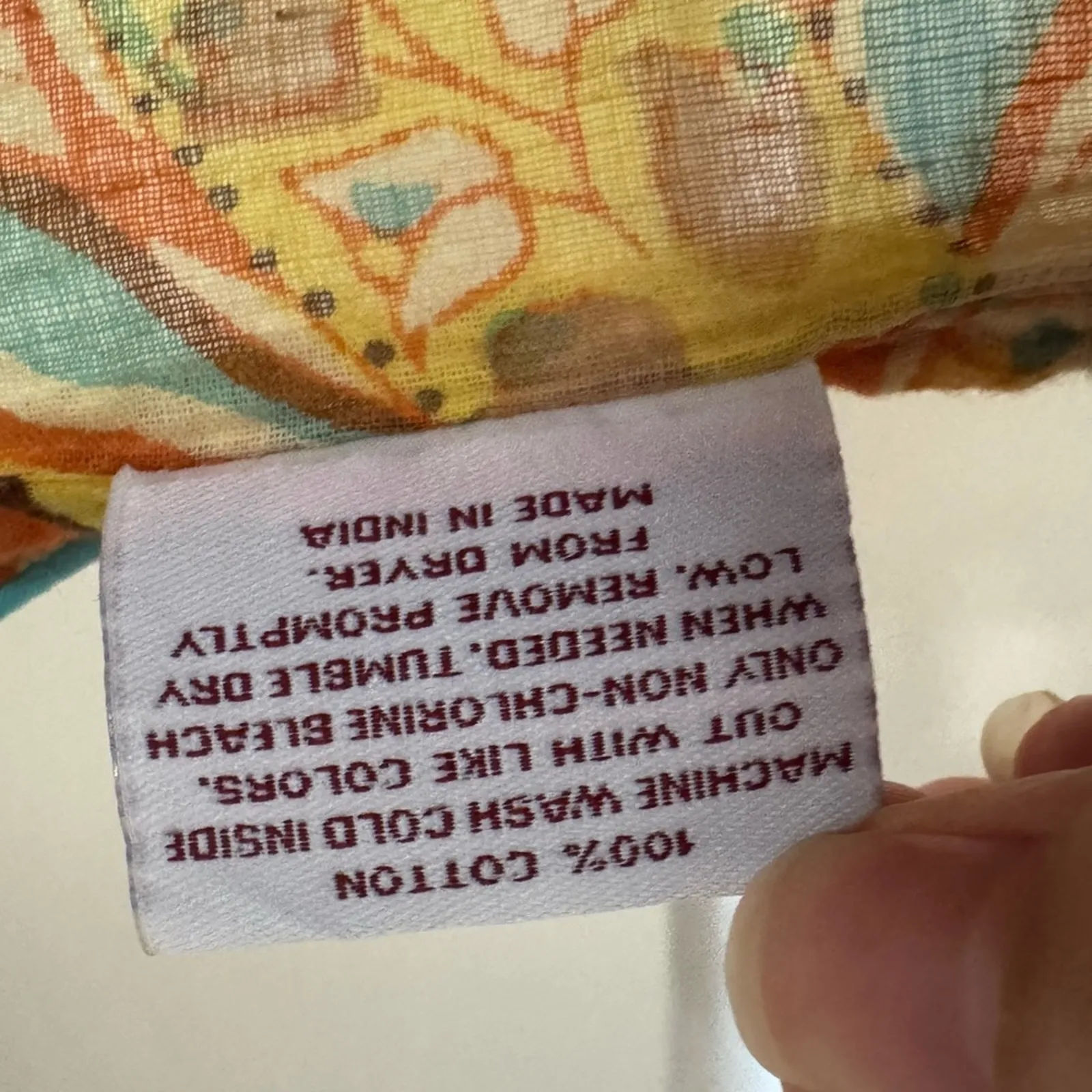 Indika Colorful Embroidered Paisley Floral Long Sleeve Tunic 100% Cotton Orange - Image 6