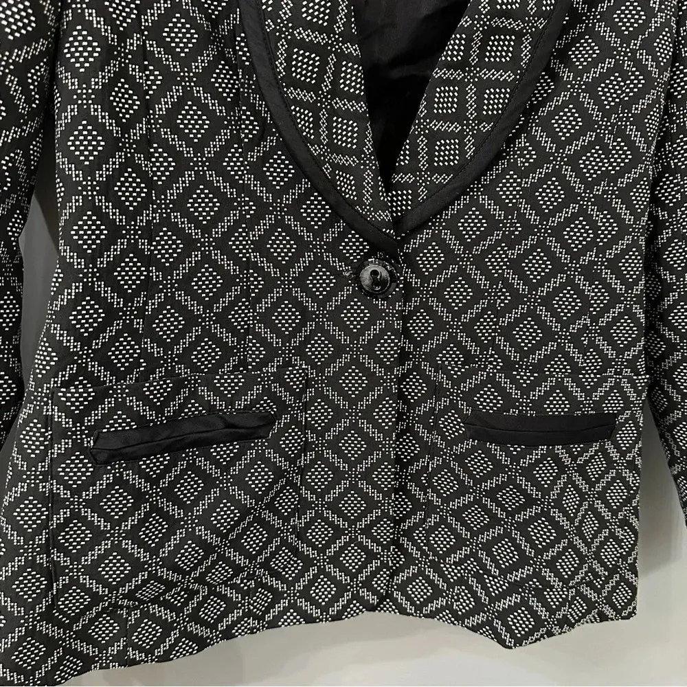 Nanette Lepore Satin Tipped Tuxedo Smoking Jacket Blazer Black White Size 4 - Image 7