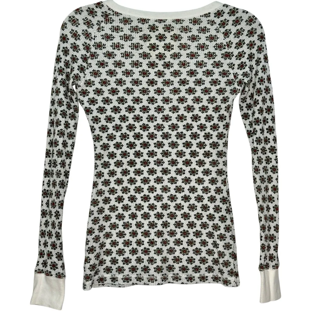 Rare Early VTG Free People Floral Thermal Waffle Knit Top Original Bird Label M - Image 3