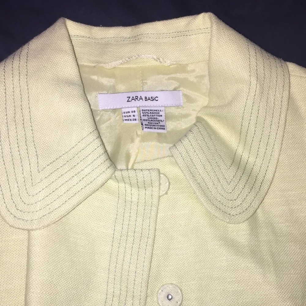ZARA Light Yellow/ Celery Green  Basic Jacket Size 6 - Image 9