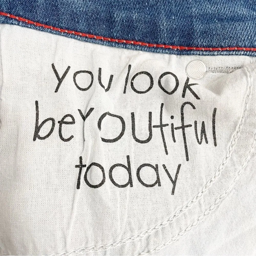 Peace Love World Girlfriend Jeans Front Slit Straight Medium Wash Womens Size 28 - Image 13