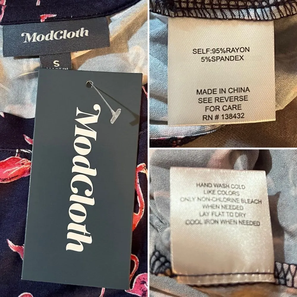 Modcloth Short Sleeve Instant Fit Relaxed Fit Tshirt Flaming Print Navy S NWT - Image 8