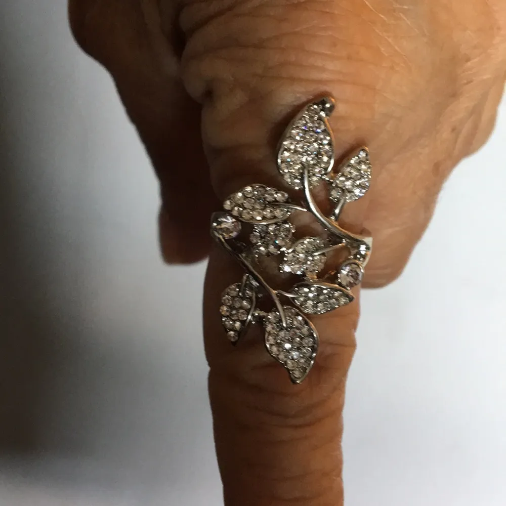 Badgley Mischka New Bangle Mischka Leaf Pave Crystals Ring sz 8 - Image 2