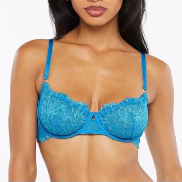 Savage X Fenty Savage Not Sorry Wildflower Blue Unlined Lace Balconette Bra Size undefined - Image 2