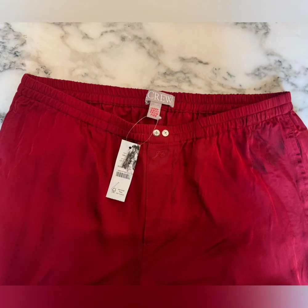 NWT J.Crew Red Soft shine pajama pant Sz XS Stained patch over or wear big shirt - Image 5