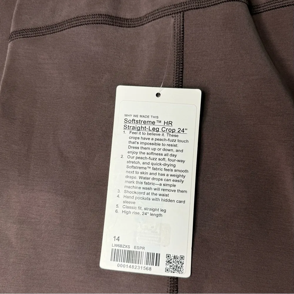 Lululemon Softstreme High Rise Straight Leg Crop Pant Expresso Brown 14 NWT - Image 8