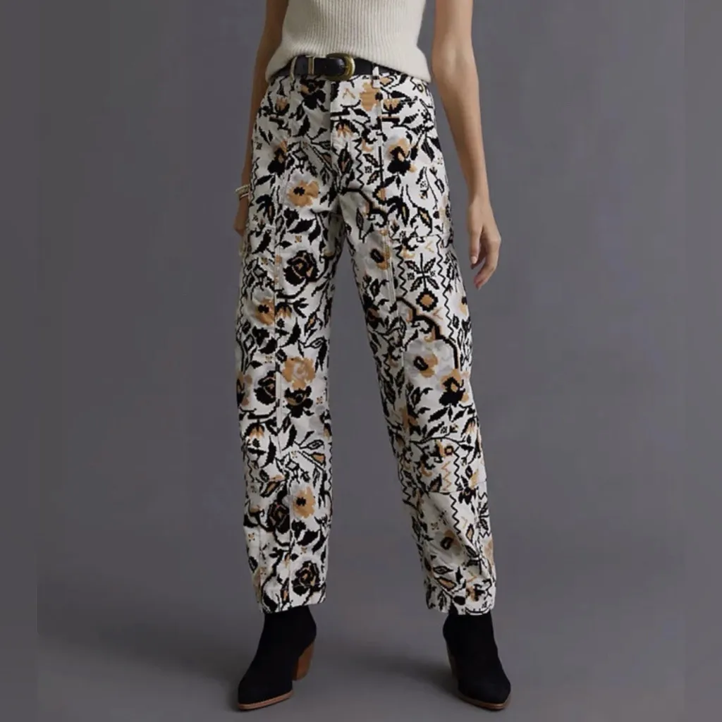 Anthropologie  Tapered Floral Corduroy Cargo Pants - Image 6
