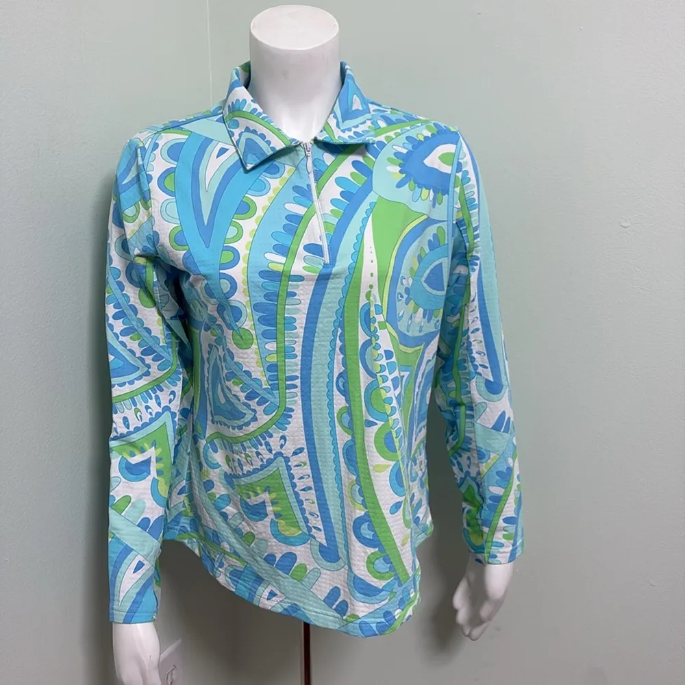 Icikuls Women’s Serena Long Sleeve Golf Sun Protection Polo Top Size Large Blue - Image 2