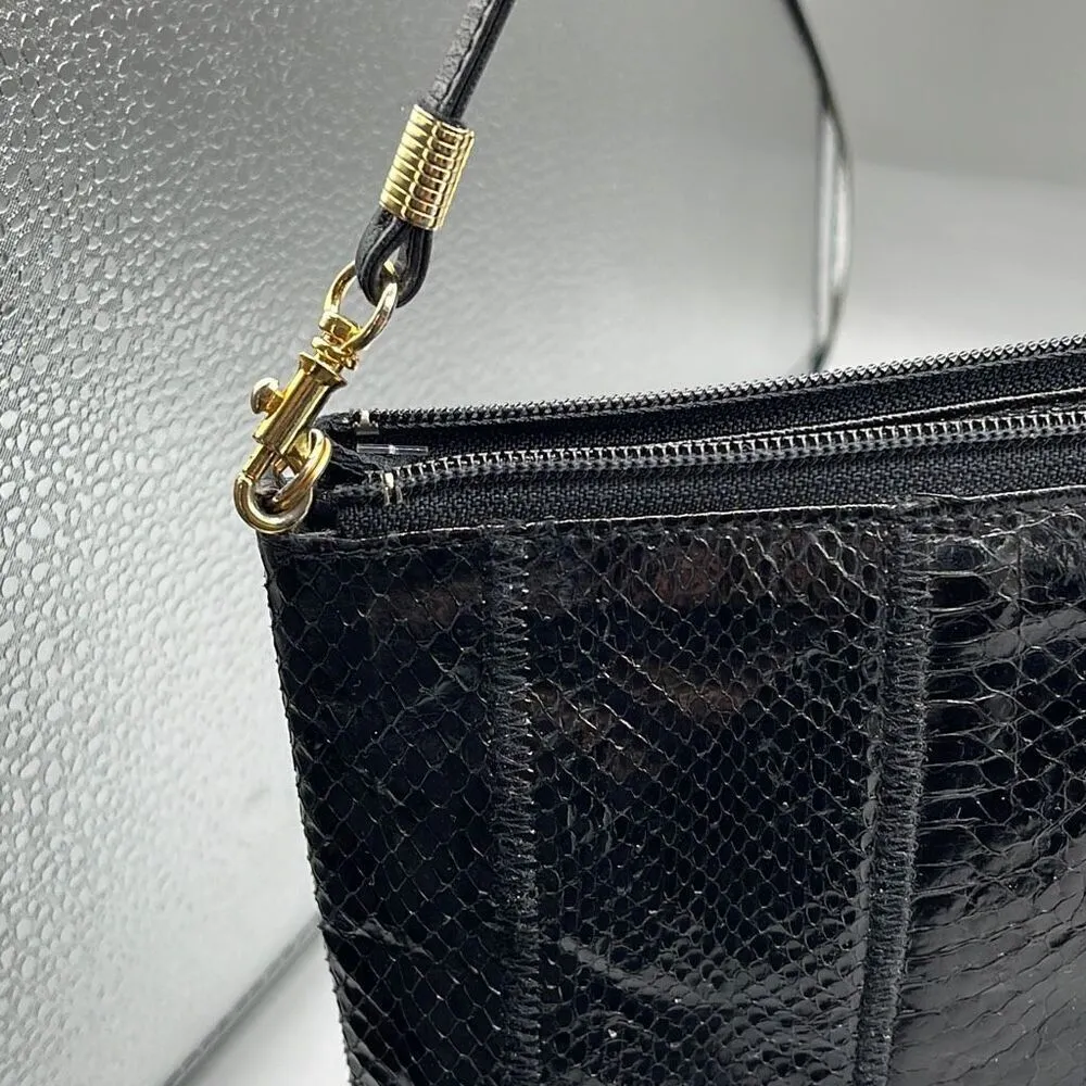 Vintage Four Seasons reptile skin cross body bag. Black - Image 7