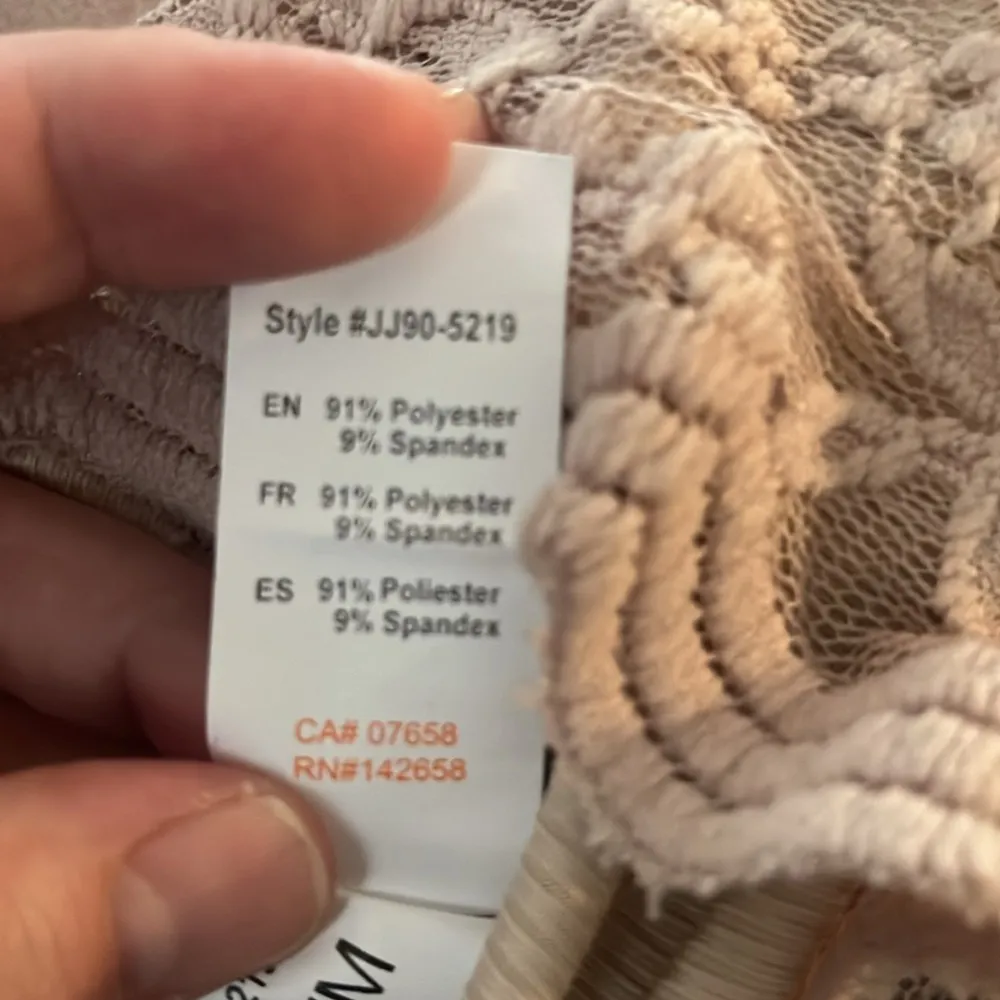 Revamped tan lace one piece body suit size medium. - Image 9