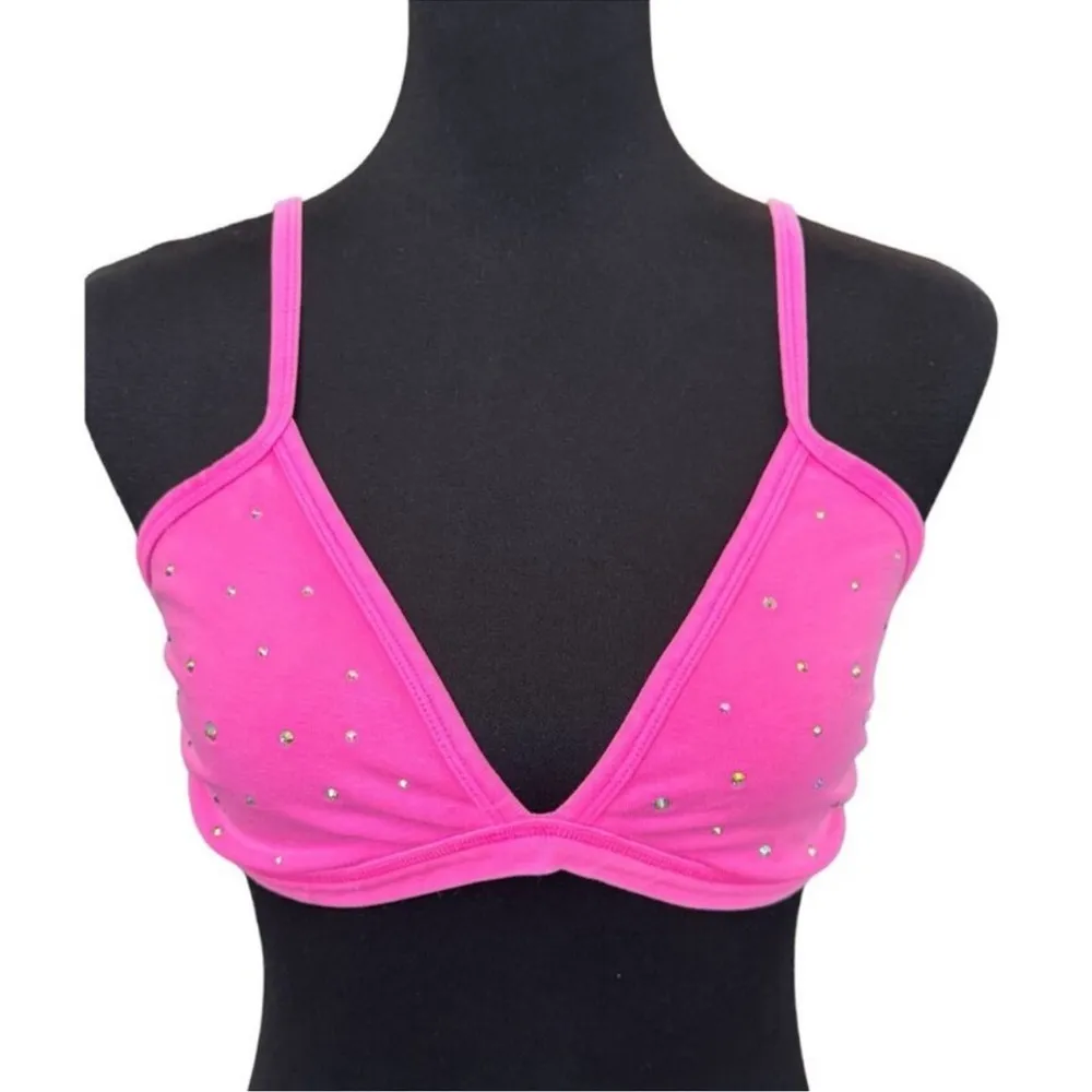 NWT SKIMS Outdoor Rhinestones Skimpy Triangle Bralette In Taffy Pink Sex… - Image 2