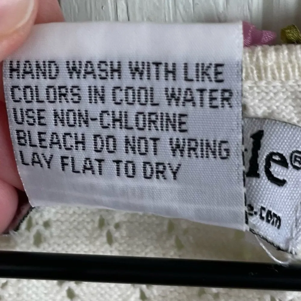 NorthStyle Womens Flower Embellished Cardigan Pointelle Knit Size XL Cottagecore Pink - Image 7