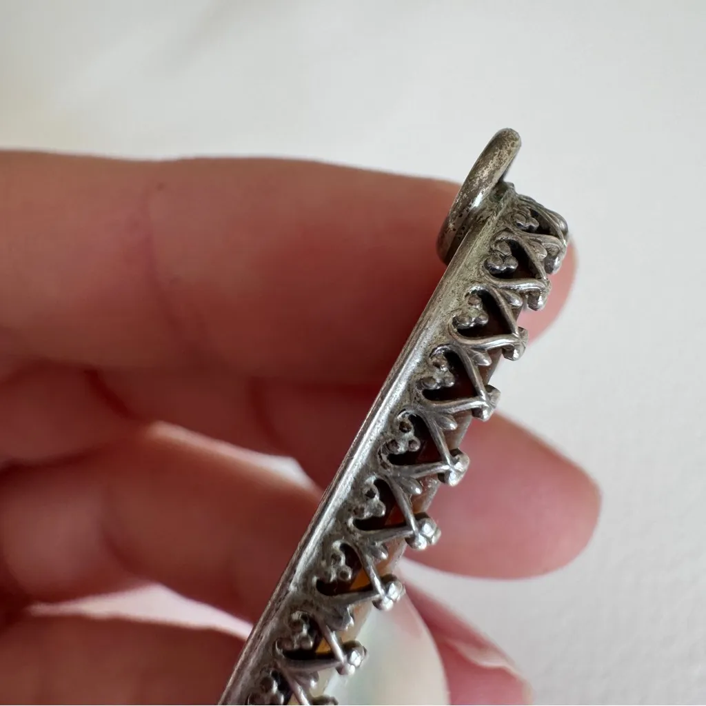 Vintage Navajo Signed LAC Sterling Silver Blister Pearl Pendant Estate Jewelry - Image 3