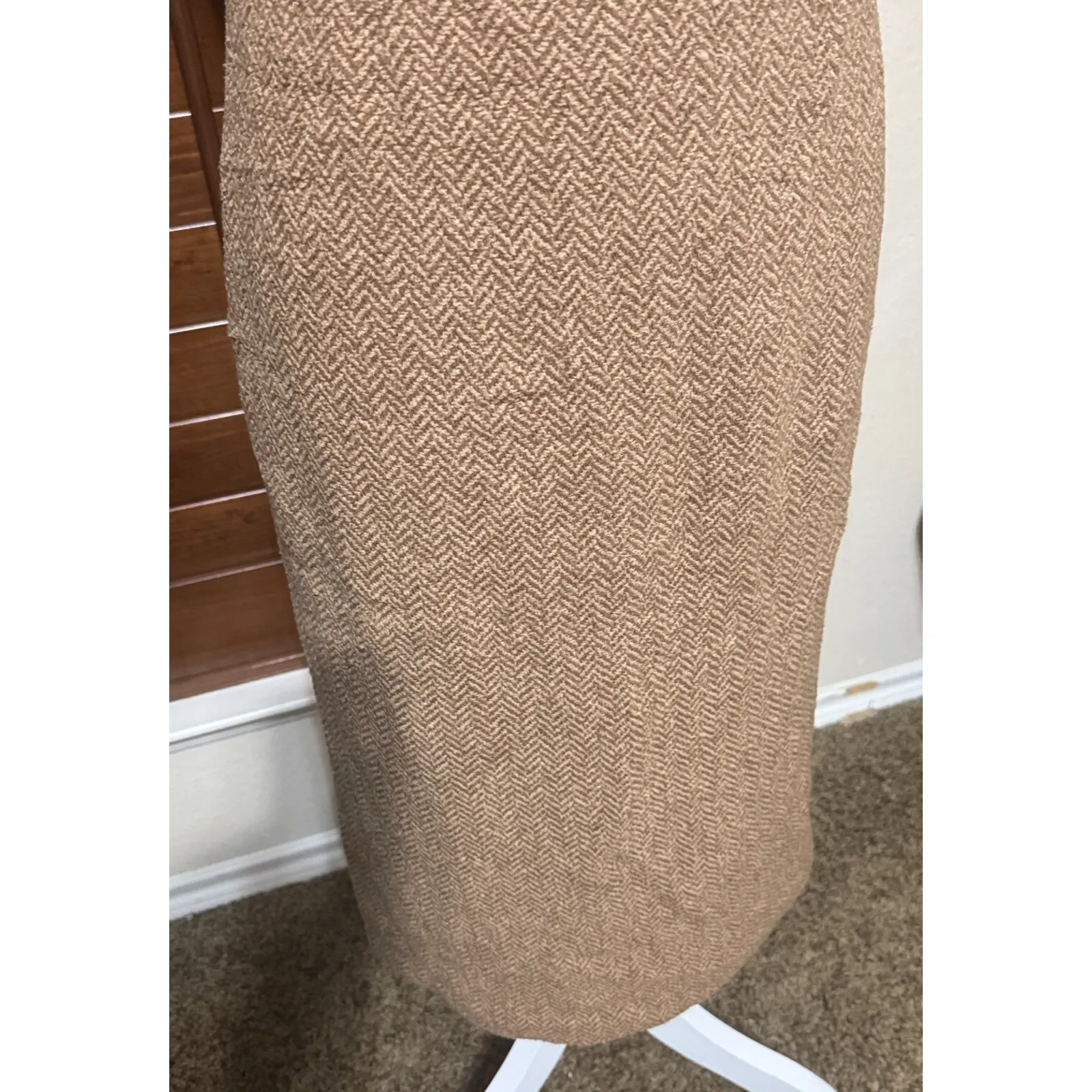 Ralph Lauren Black Label Wool Sheath Dress Beige Herringbone Tweed Midi Sz 2 USA - Image 4