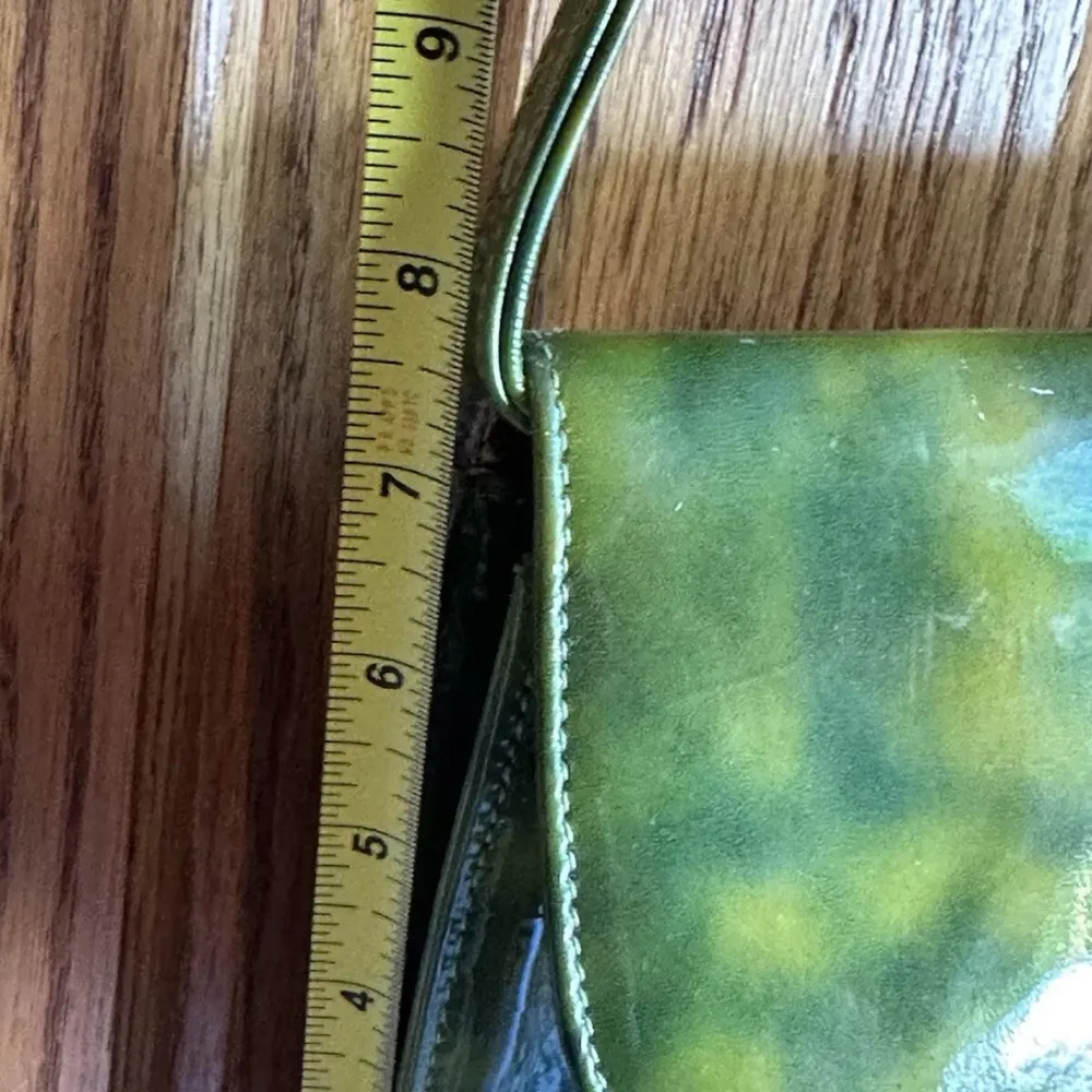 Vintage Purse Brian Jeffrey Green Convertible Clutch Gold Hardware made in spain - Image 15