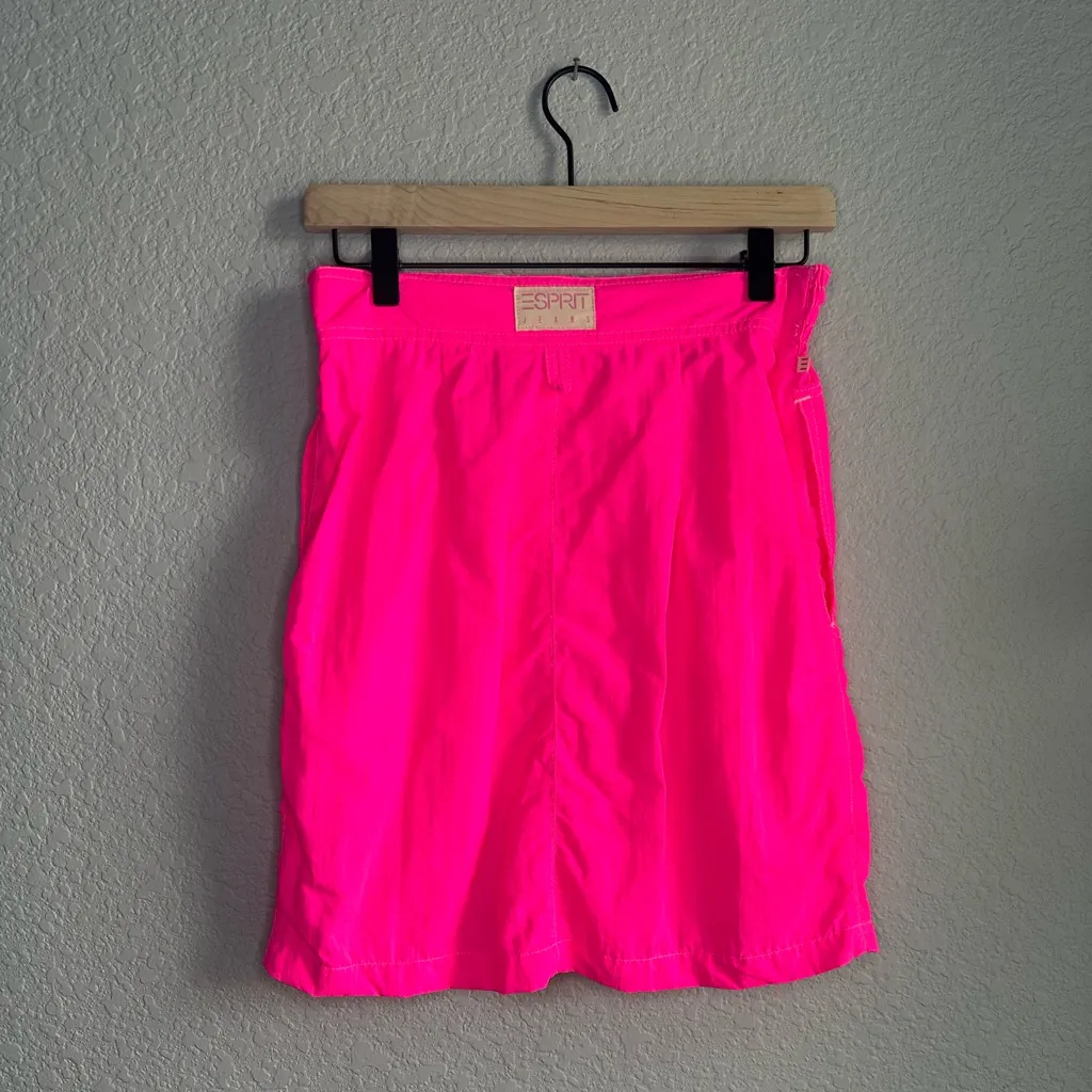 💖Espirit Neon Pink Drawstring Nylon Skirt - Image 3