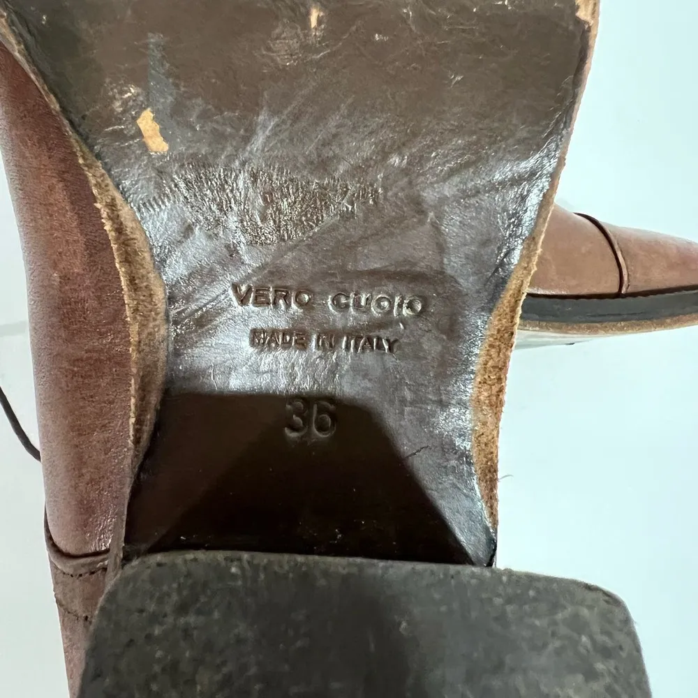 Latitude Femme Brown Classic Genuine Leather Block Heeled Ankle Boots Size 36 - Image 8