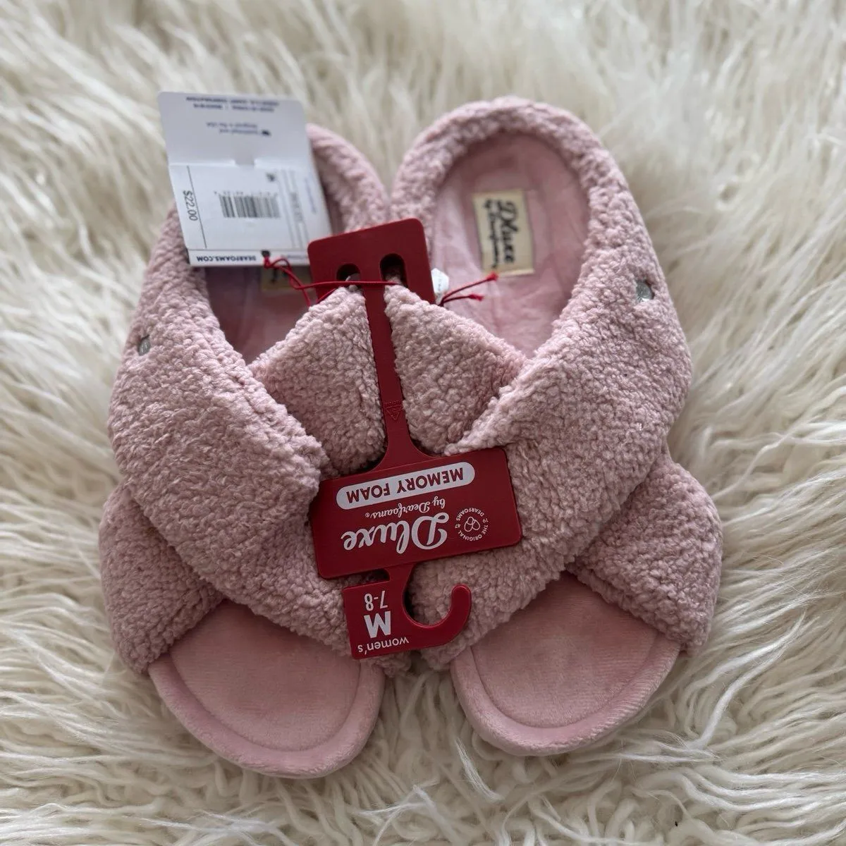 Dluxe by Dearfoams Women's Open Toe Slippers Blush Pink Medium (7-8) - Image 3