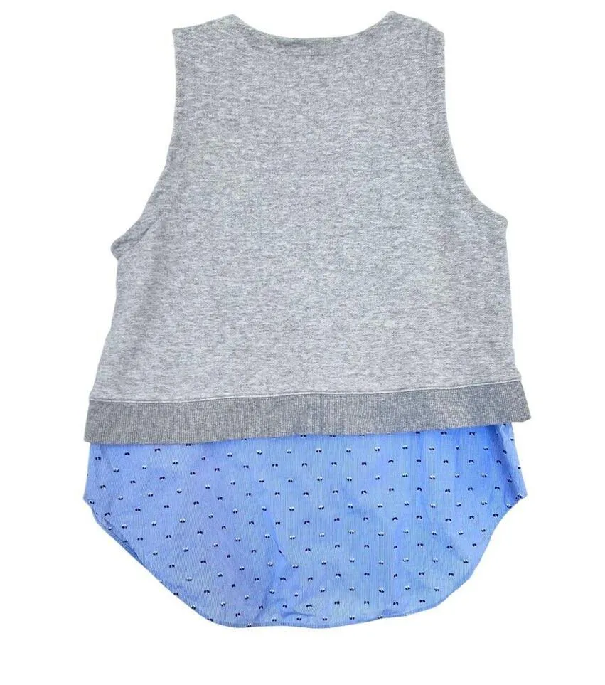 Derek Lam 10 Crosby Grey Sleeveless Sweatshirt Top W/ Blue Shirting Size 6 Gray - Image 3