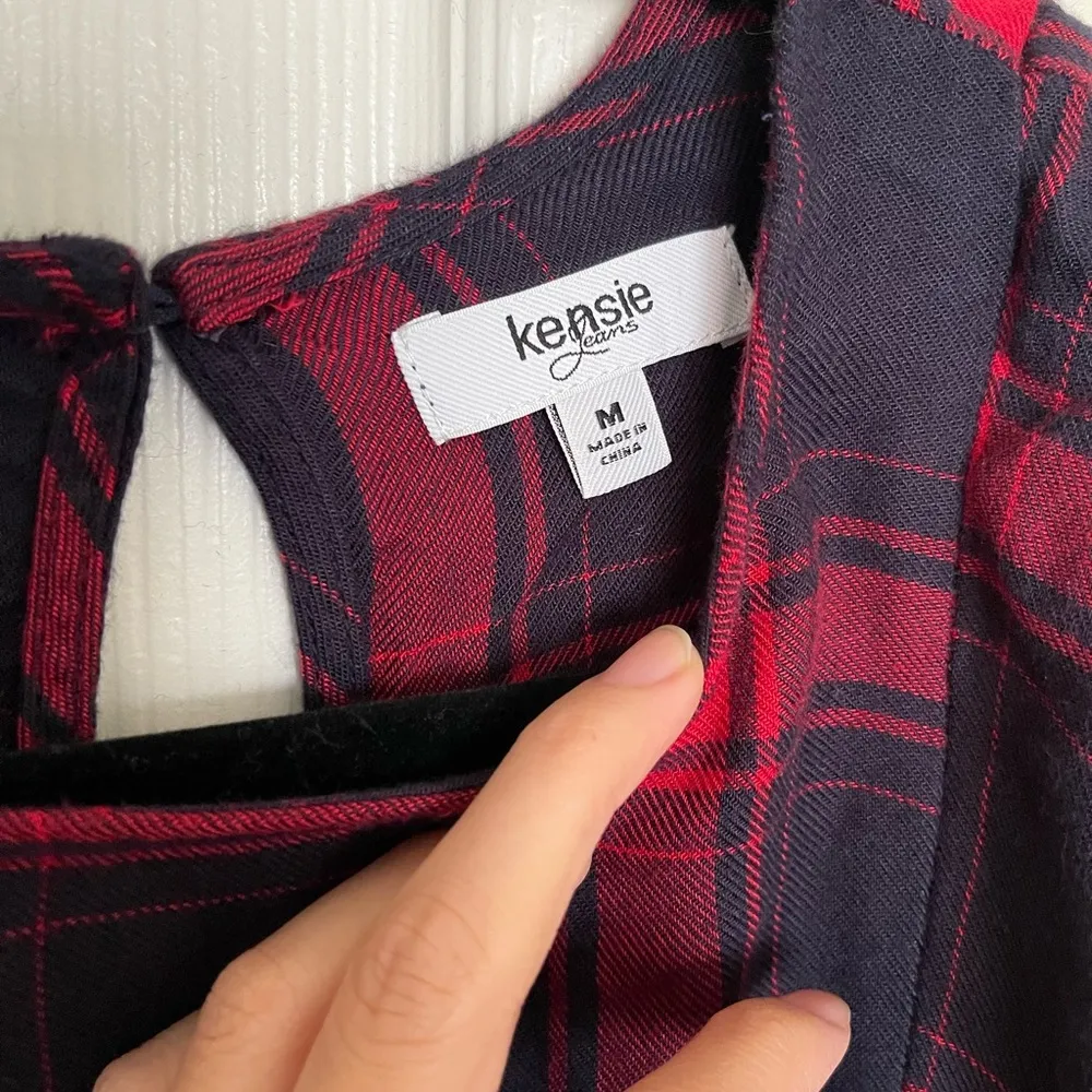 Kenzie Jeans Long Sleeve Ruffle Plaid Blouse - M - Image 7