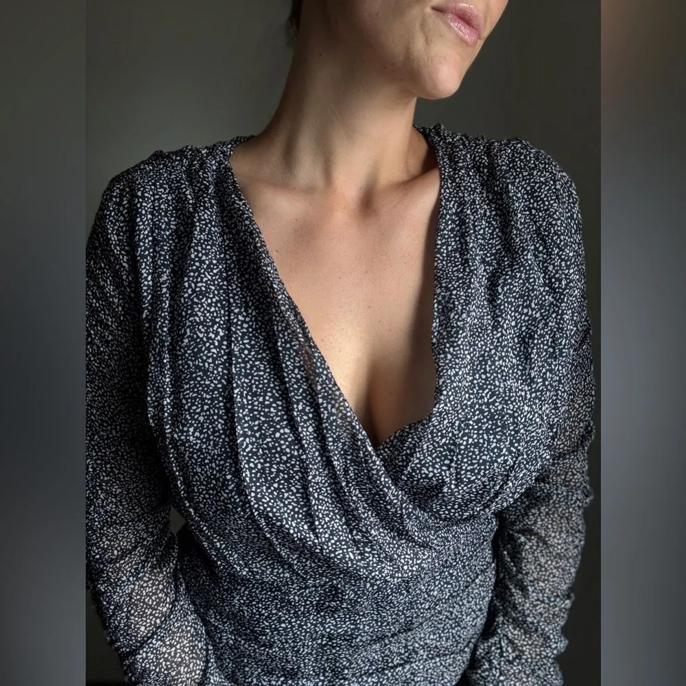 Abercrombie & Fitch Dress Navy White Pebble Long Sleeve NEW - Image 2