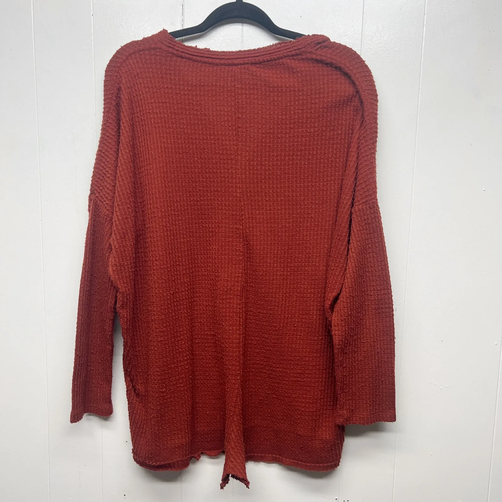Out From Under Waffle Knit Burnt Orange Women's Thermal Sweater Large Oversized - Image 6