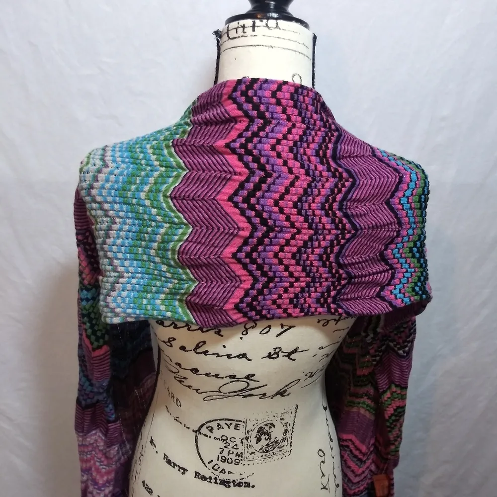 Missoni Italy Zick Zack Knit Wool Colorful Zigzag Scarf Wool Luxury Size OS - Image 6