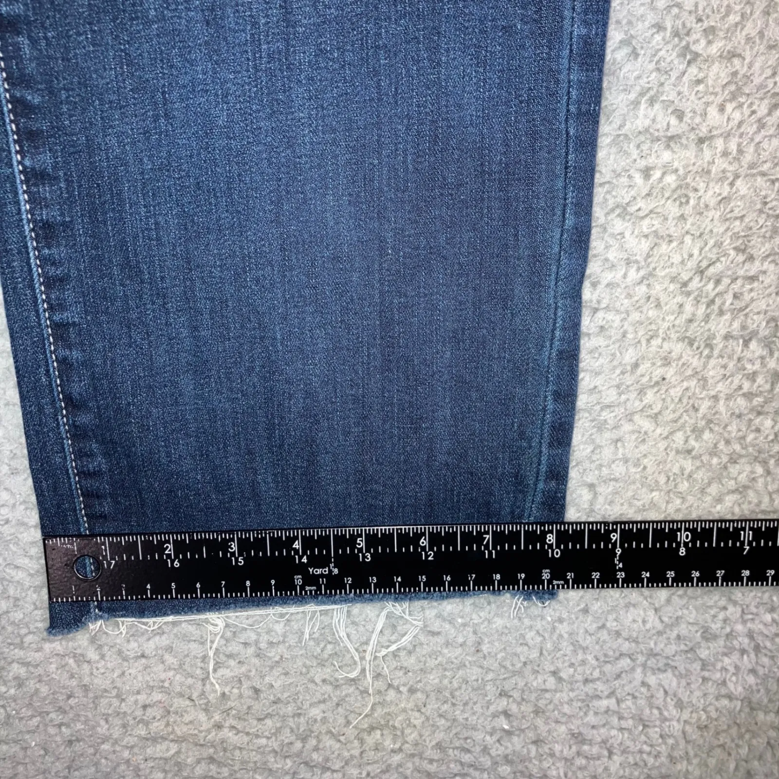 American Eagle Jeans Women 12 Mid Rise Stretch Cut Off Fringe Hem Festival Y2K - Image 6