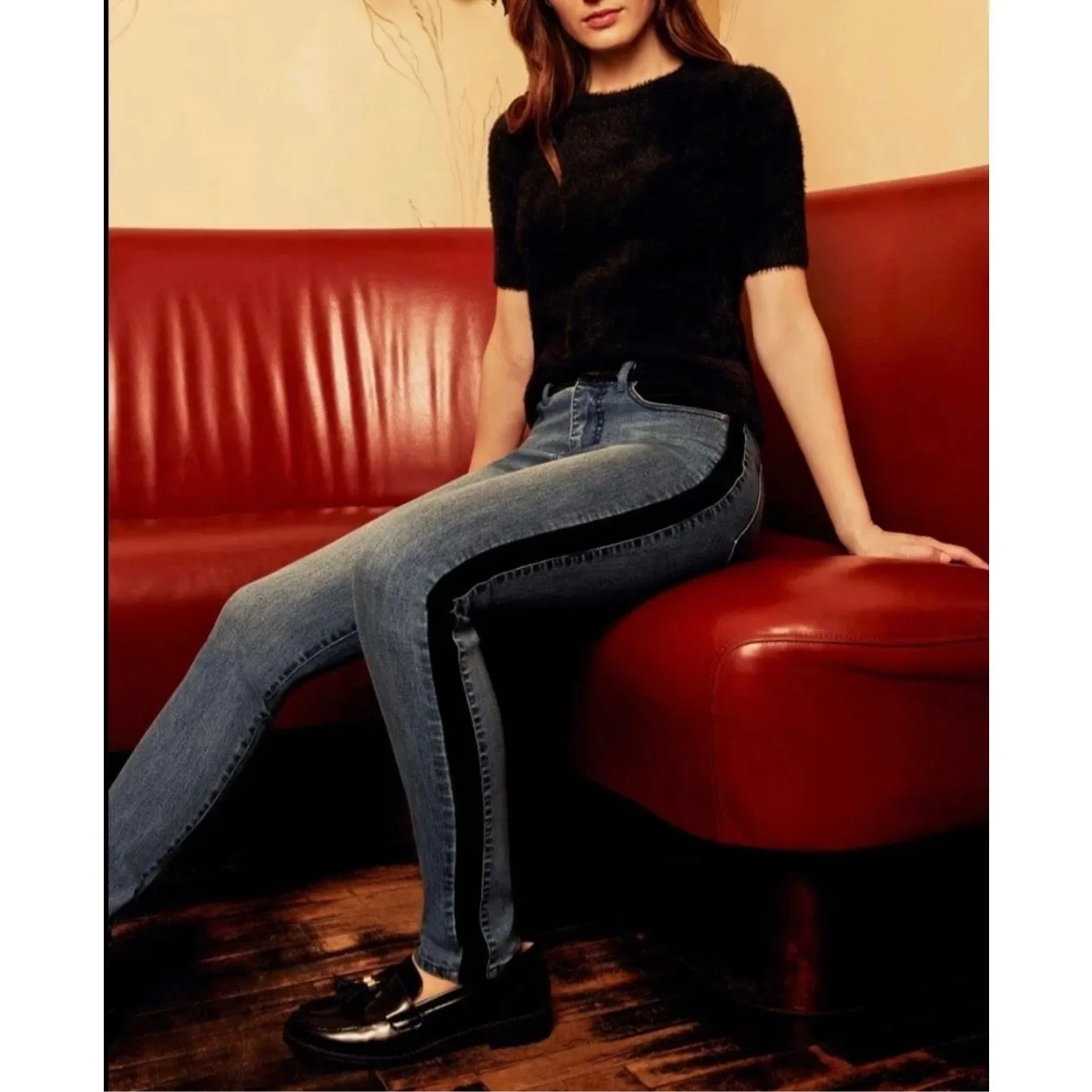 ECRU Designed Los Feliz Brown Moleskin Fabric Inset Jean In Vintage 28 - Image 3