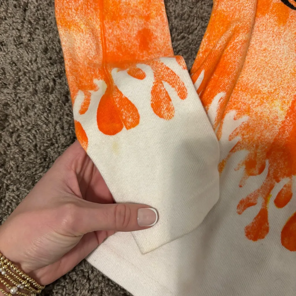 Harley Davison Vintage Early 2000’s Fire Graphic Tee Orange Size L - Image 6