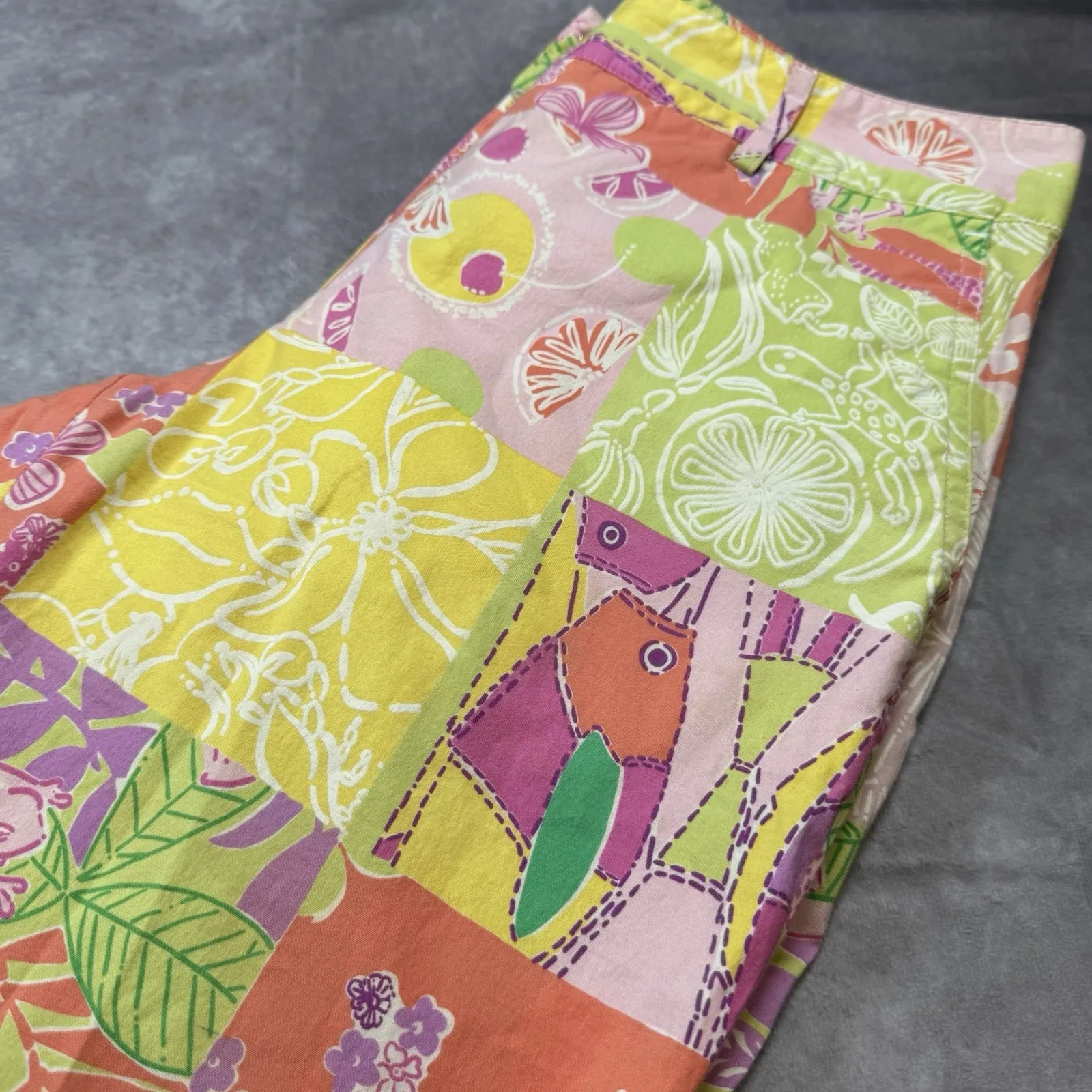 Vintage Lilly Pulitzer Capri Pants Womens 4 Multicolor Patchwork Cotton Stretch - Image 2