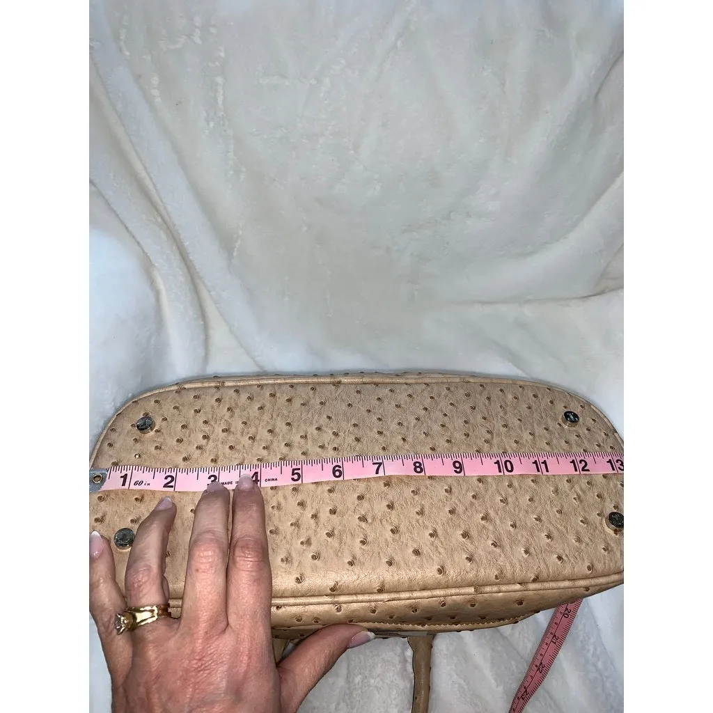 Ivanka Trump Beige Faux Ostrich Vegan‎ Leather Shoulder Bag Women - Image 4