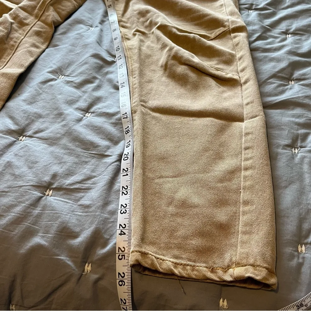 Bohme Women's Tan Straight Leg Khaki High Rise Paper Bag Pants Size Small - Image 13