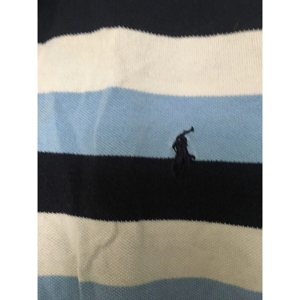Ralph Lauren Women's Juniors Blue Striped Short Sleeve Polo Shirt Large - Image 3