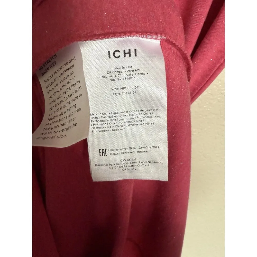 ICHI Ihrebel Tie Waist Tshirt Dress Size Small Metallic Pink - Image 3