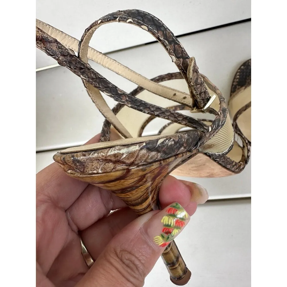 Kate Spade New York Italian Vero Cuoio Textured Snakeskin Mesh Stiletto Heels 7 - Image 9