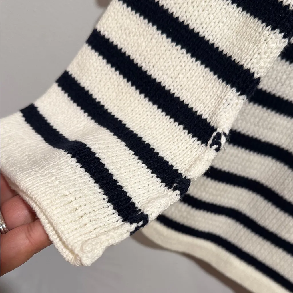 Chico's Black and White Striped Cowl Neck Sweater - Image 7