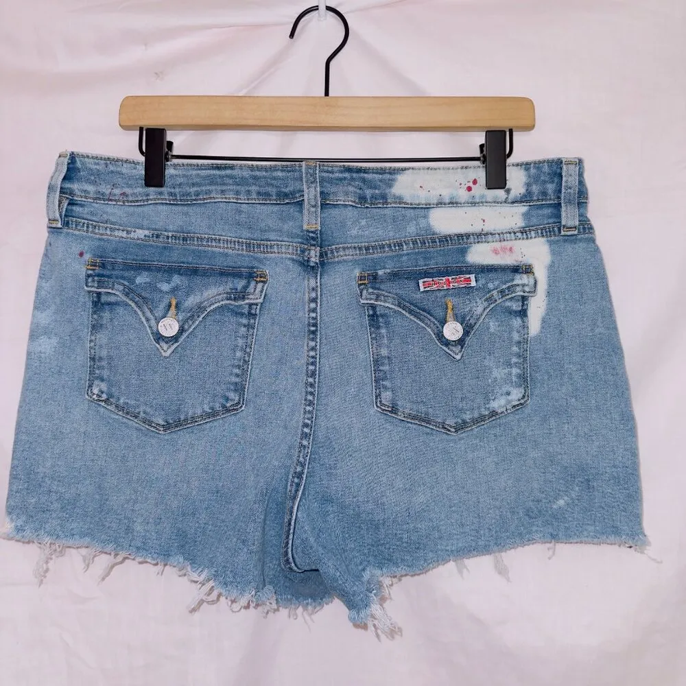 Hudson Jeans Light Wash Denim High Waisted Croxley Paint Splatter Jean Shorts 33 - Image 6