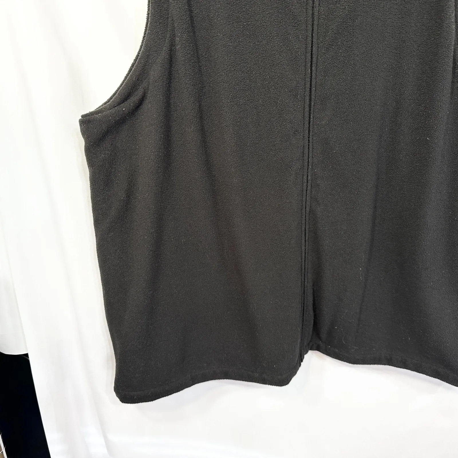 Woman Within 22W 24W Reversible Vest Black Fleece Green Knit Full Zip Cable B‎ - Image 9