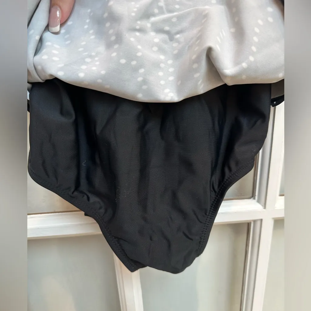 Swimsuits For All Women's Dotted Sarong Front One Piece Swimsuit Size 14 NWT Black - Image 8