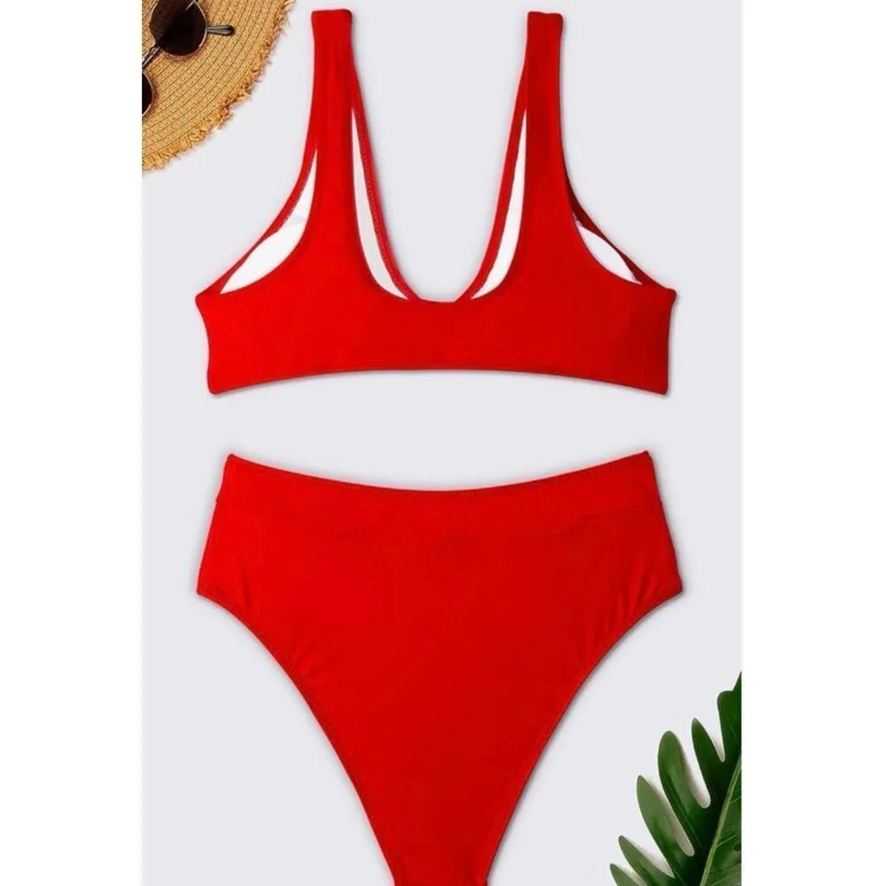 NWT Womens Phurro High Cut Bikini High Waist Tummy Control 2 Piece Swimsuit - Image 3