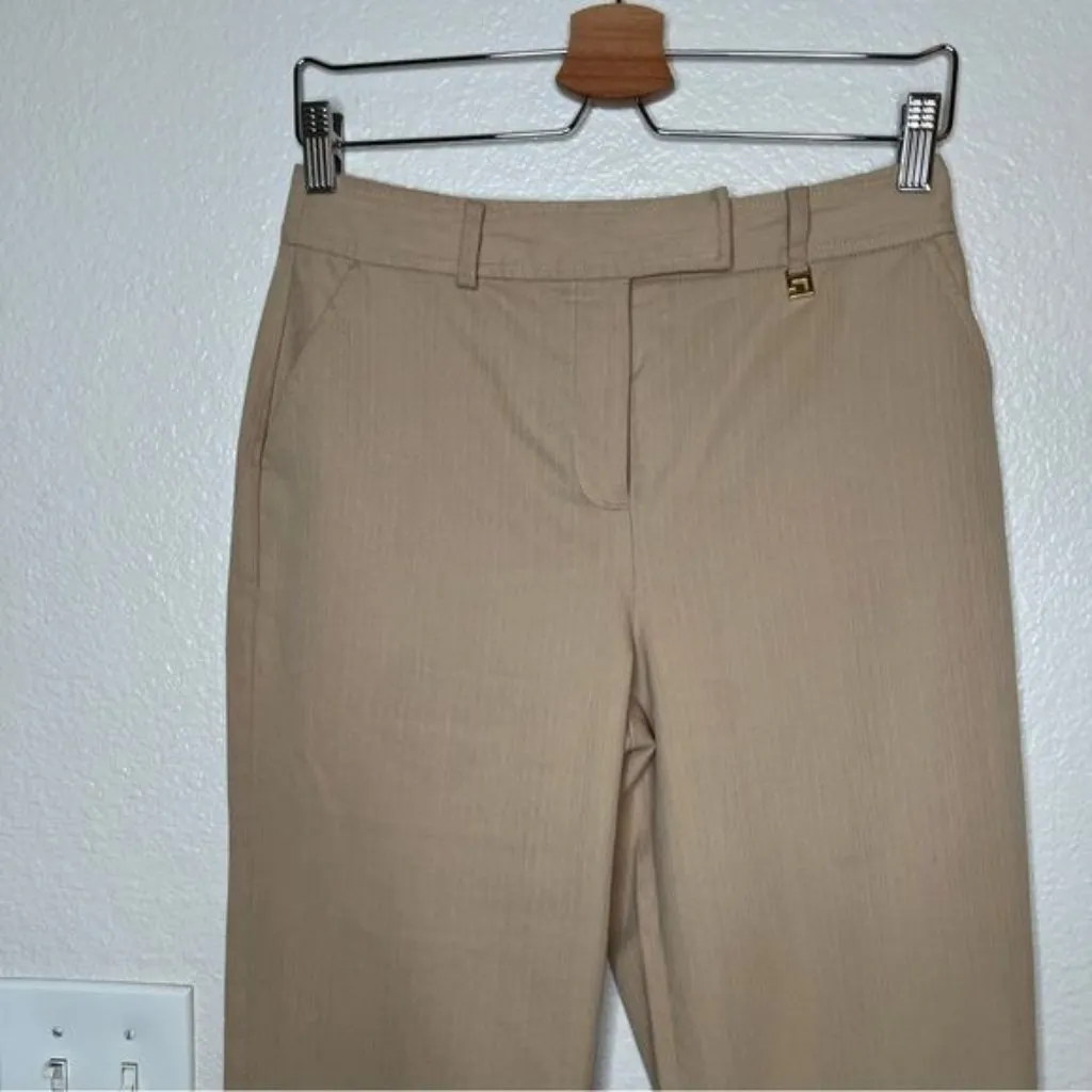 St. John Sport beige cotton gauze woven bootcut dress pants size 4 old money - Image 3