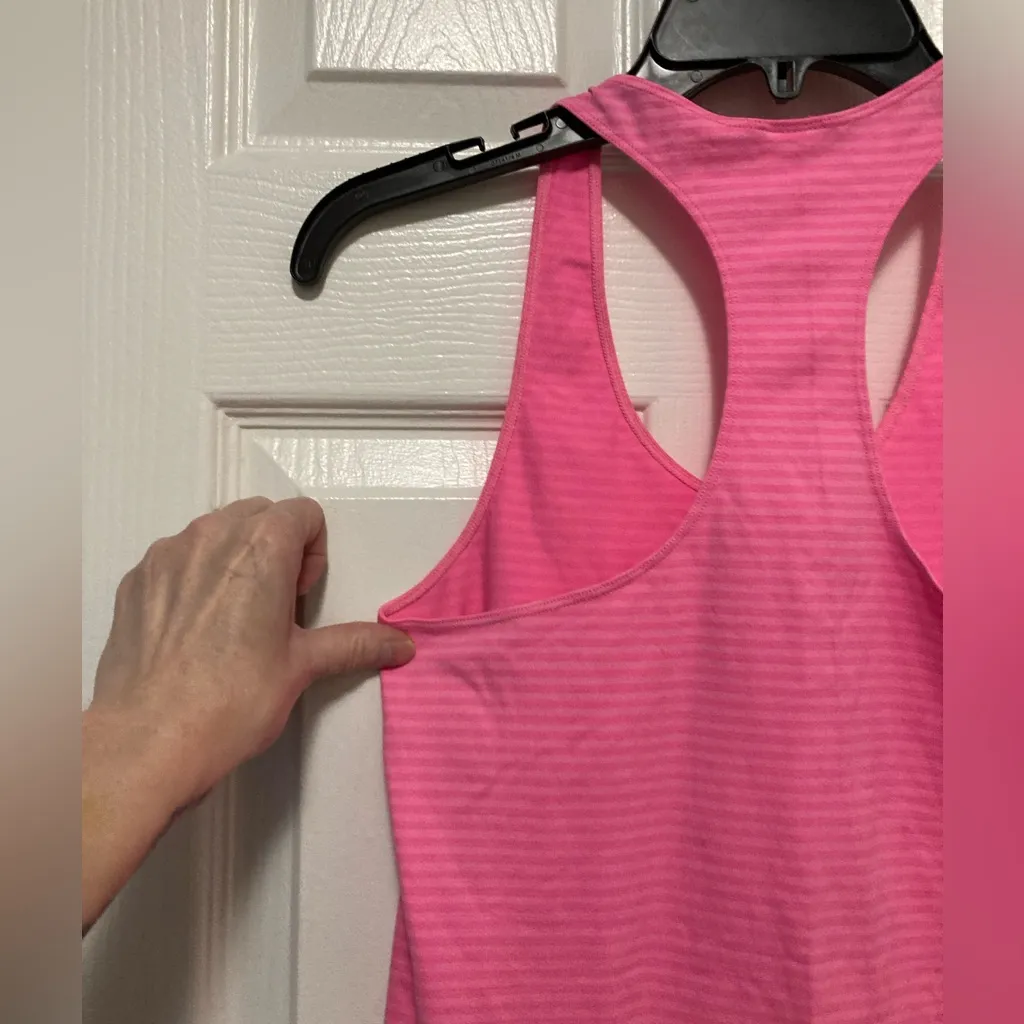 Under Armour Pink Striped Racerback Tank Top - Image 4