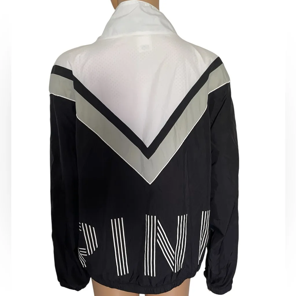 PINK Victoria's Secret Black and White Bomber Jacket - Image 3