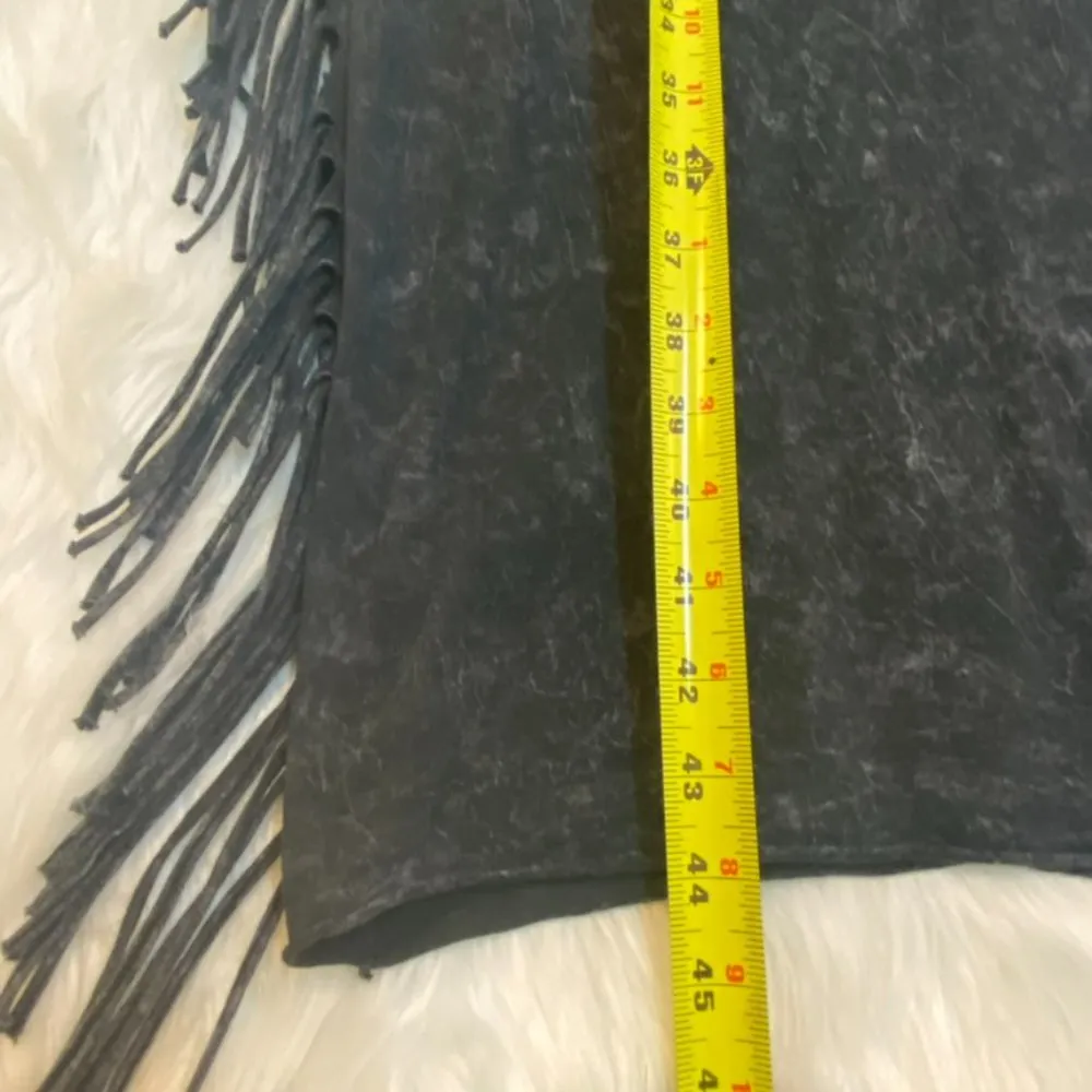 American Age Acid Wash Fringe Midi Dress Sleeveless Dark Gray Size Small - Image 10