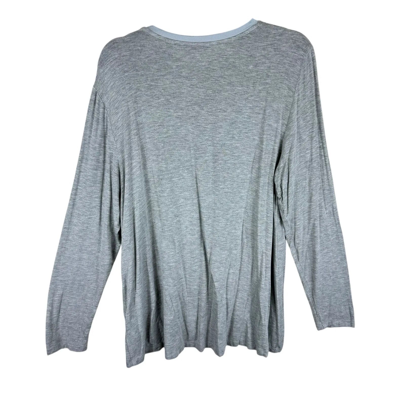H By Halston Gray‎ Long Sleeve Stretchy Light Soft Pullover Rayon Shirt Size L - Image 2