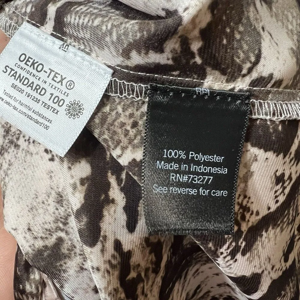 Simply Vera Wang Top Medium‎ Sleeveless Snakeskin Split V Neck Tie Front - Image 4