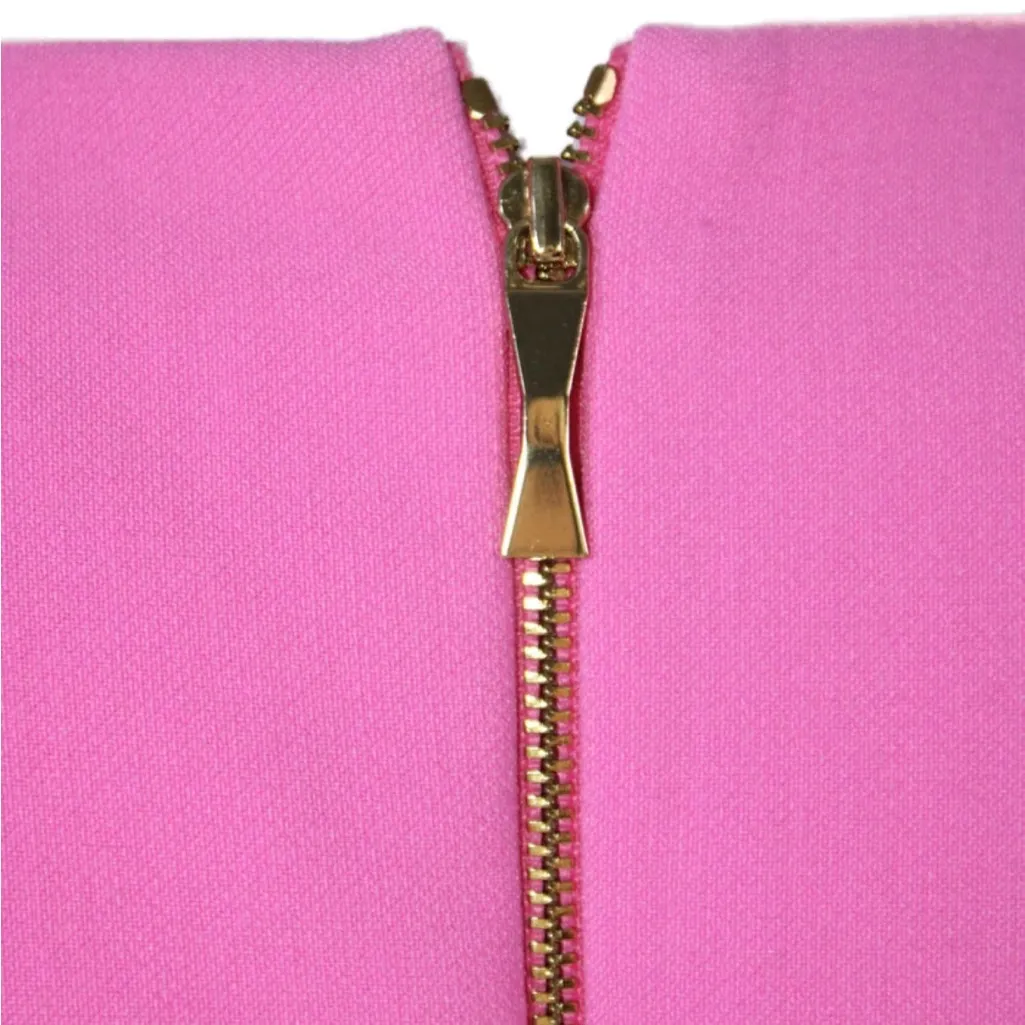 Kate Spade V-Neck Magenta A-Line Dress W/ Exposed Back Bow Zipper Detail - Image 3