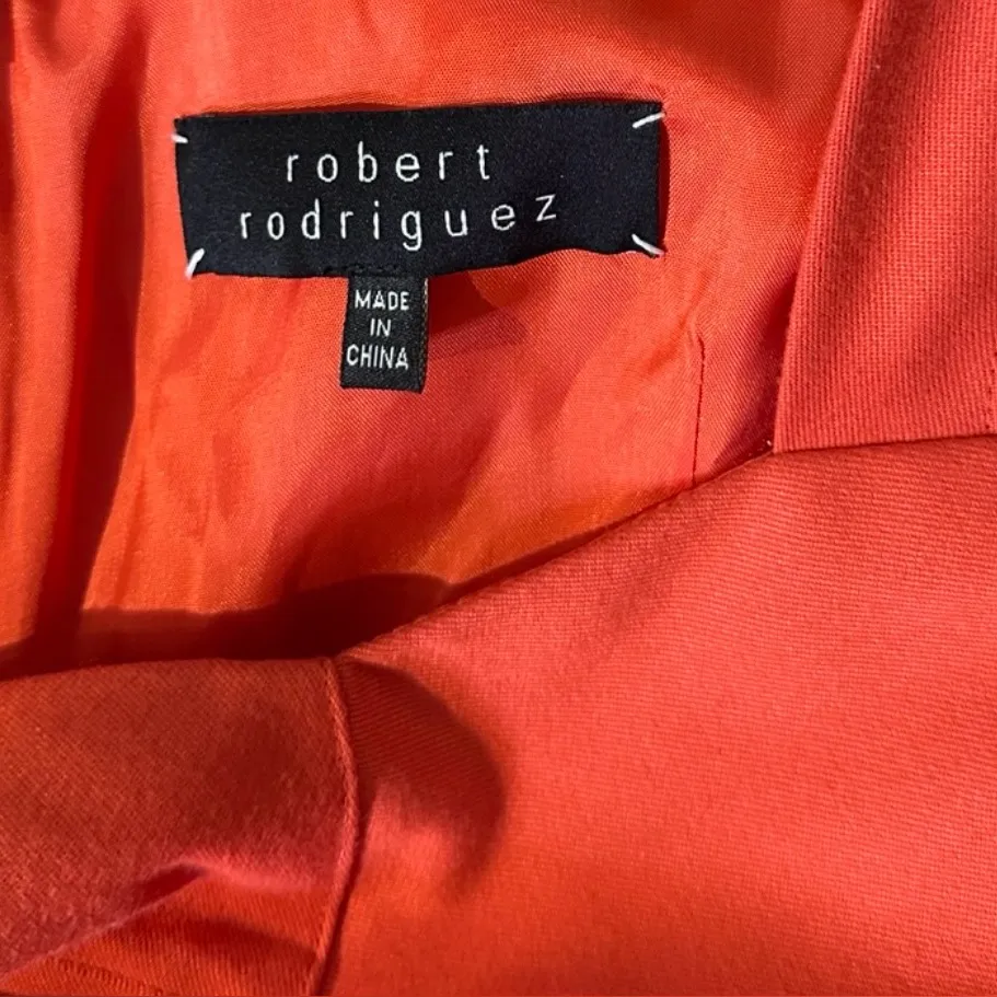 Robert Rodriguez Cocktail Dress Size 8 Orange Ruched Gathered Mini Cap Sleeve - Image 6