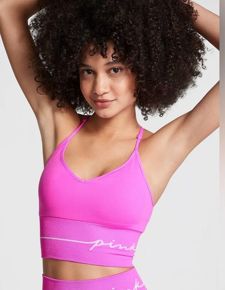 Victoria’s Secret nwt PINK SEAMLESS LONGLINE SPORTS BRA Barbie barbiecore - Image 2
